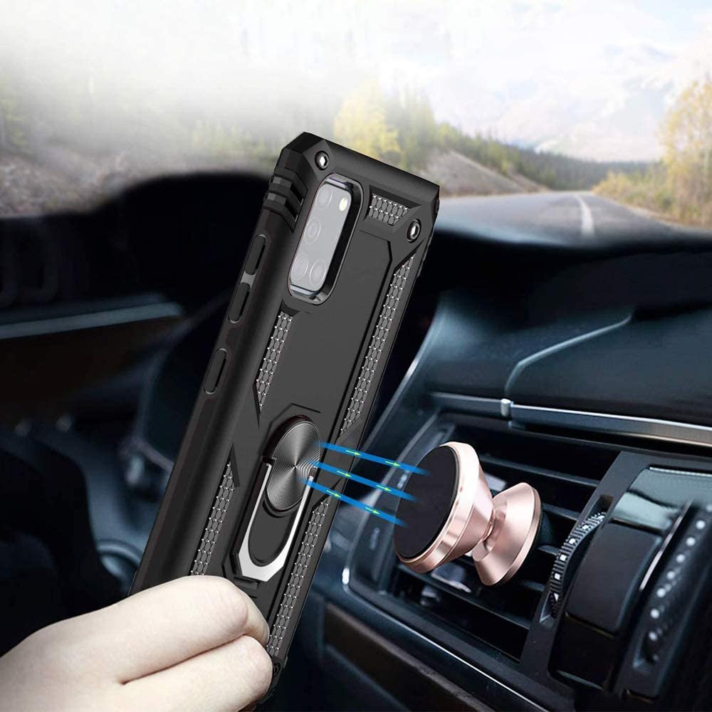 Protectores para celular  para Samsung  A31 Funda reforzada con anillo v2 Negro